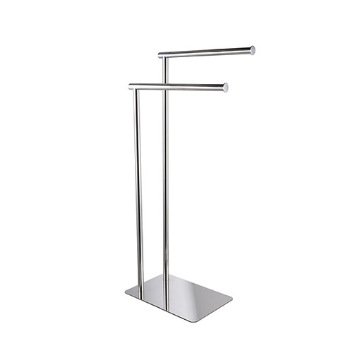 Mirror finish black floor free standing towel rail rack 2-tier