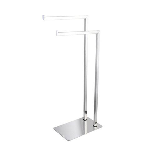 Bathroom stainless steel double bar towel rail holder with anti-slip base