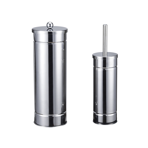 Long handle flexible toilet cleaning brush and toilet paper tissue roll holder combo set