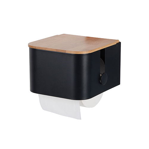 Home apartment bathroom Wall mounted bamboo toilet paper roll holder manufacturer