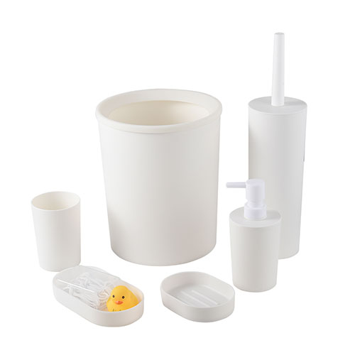 Plastic bathroom accessories set soap dispenser tumbler dish factory