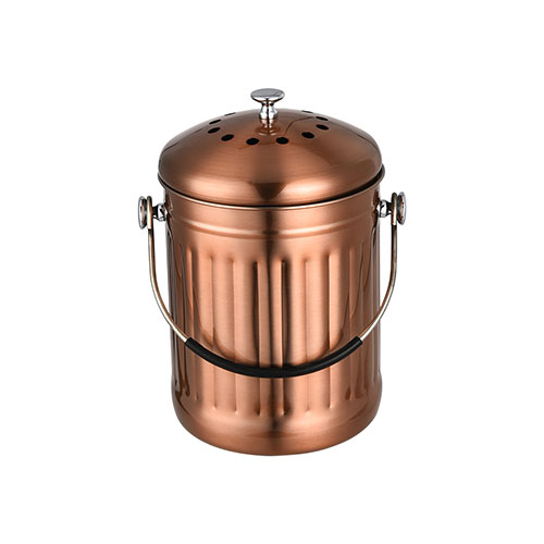 5 liters 1.3 gal copper brushed bronze rose gold kitchen garden food compost waste bin