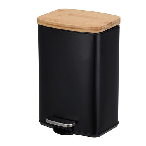 5L Soft close rectangular step bamboo dustbin