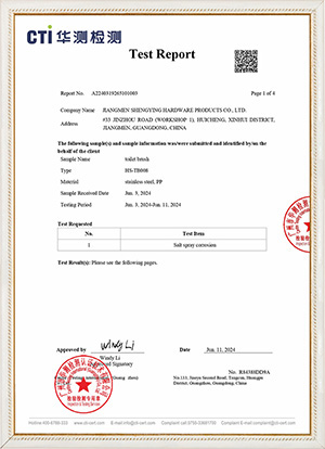 Salt spray test of stainless steel toilet brush 48 hours