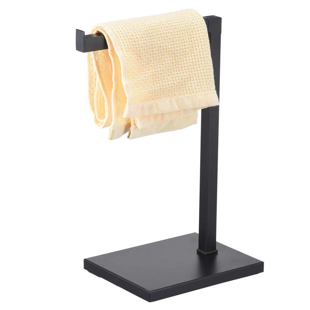 Single rail bar pole black steel towel stand rack holder for bathroom toilet